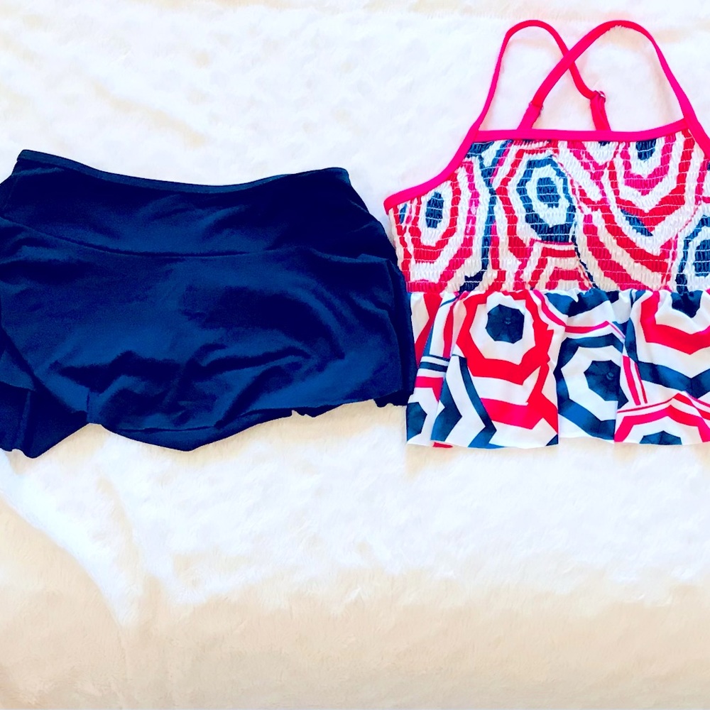 Lands End girls 2 piece swimsuit
